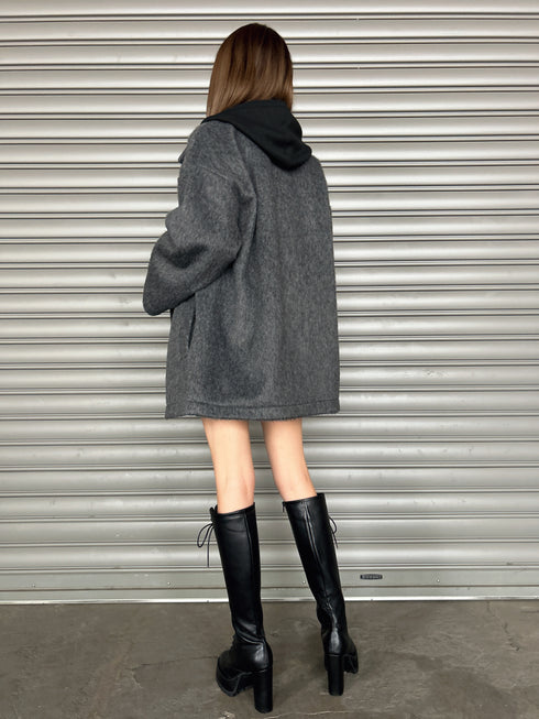 シャギーダブルミドル丈コート